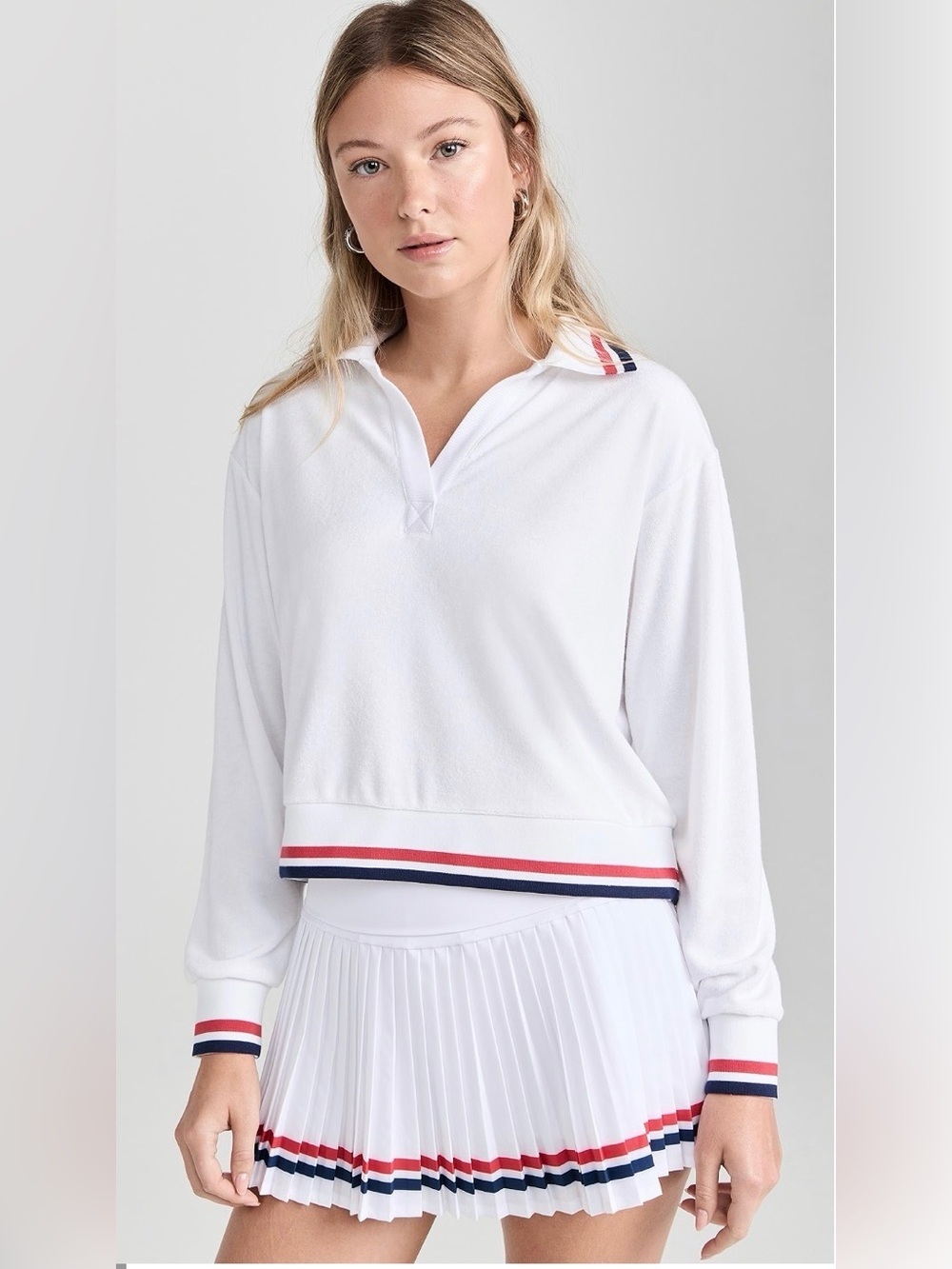 Beach Riot White Terrycloth Martina Polo Top